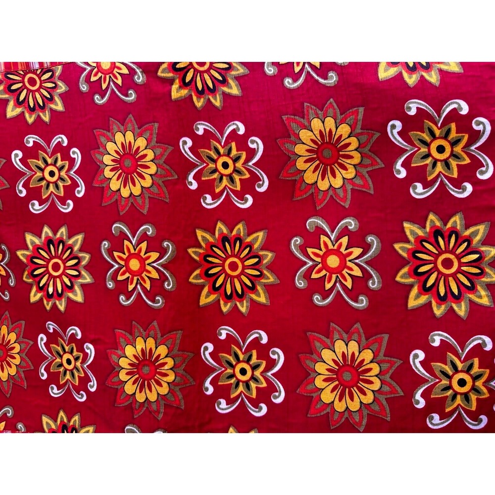 Pier 1 Estrella Placemats Set 4 Red Yellow Floral Reversible Stripe 19x13 Home
